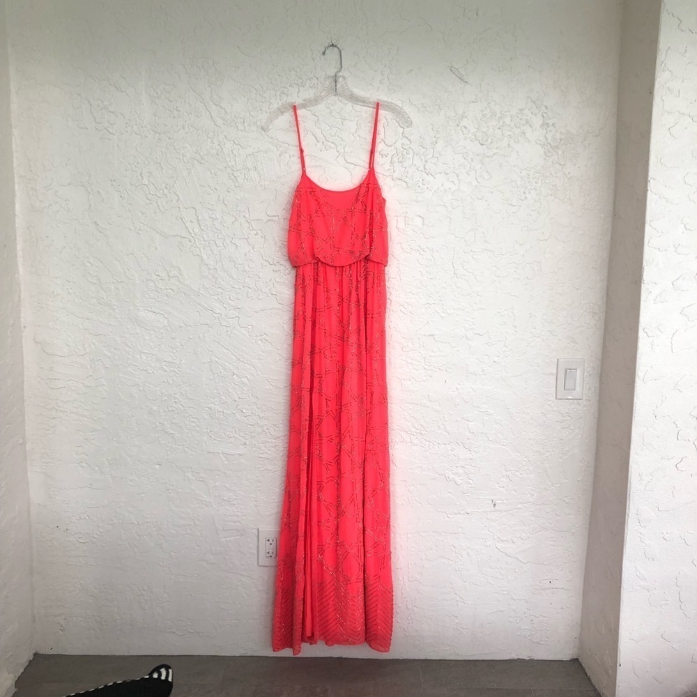 BHLDN Needle & Thread Maxi Dress Hot Pink Stars Punk Formal Prom Gown Size 2 - Picture 3 of 10